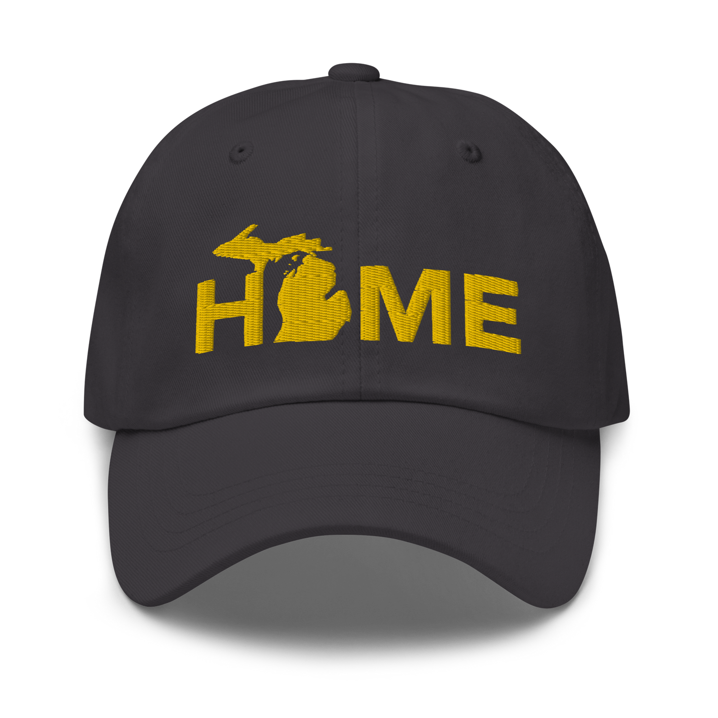 Michigan 'Home' Dad Hat (Geometric Sans Font) | Gold Embroidery