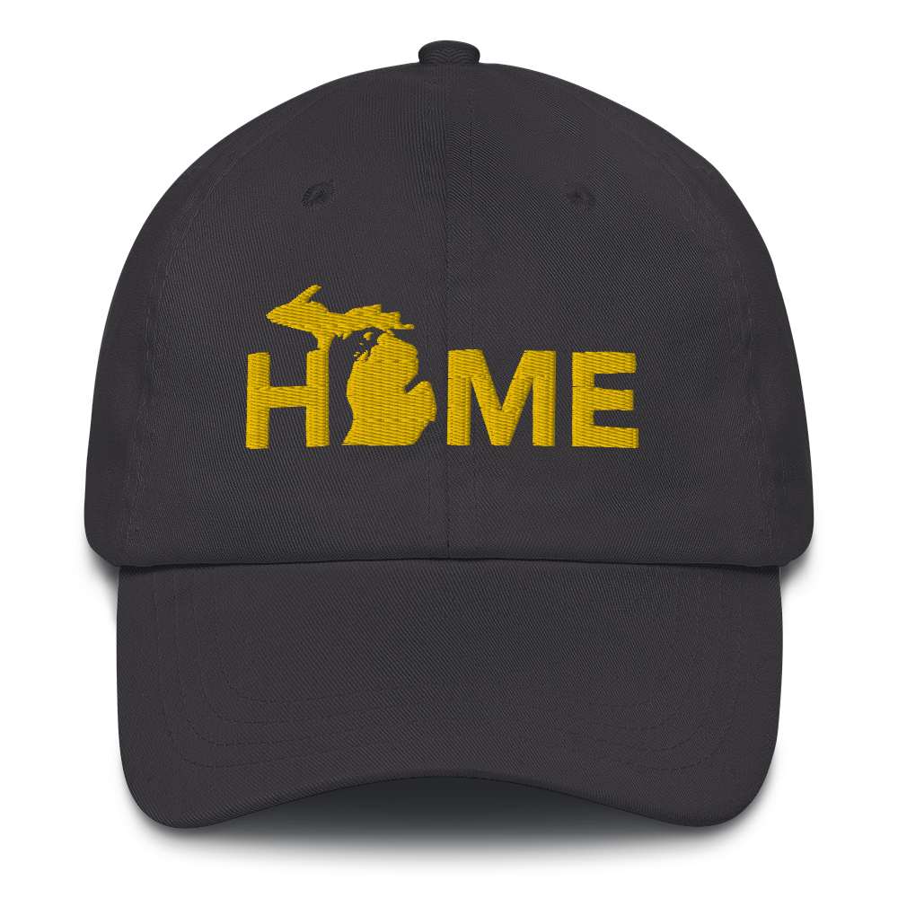 Michigan 'Home' Dad Hat (Geometric Sans Font) | Gold Embroidery