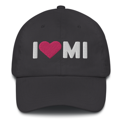 Michigan 'I ❤️ MI' Dad Hat (Rounded Swiss Font)