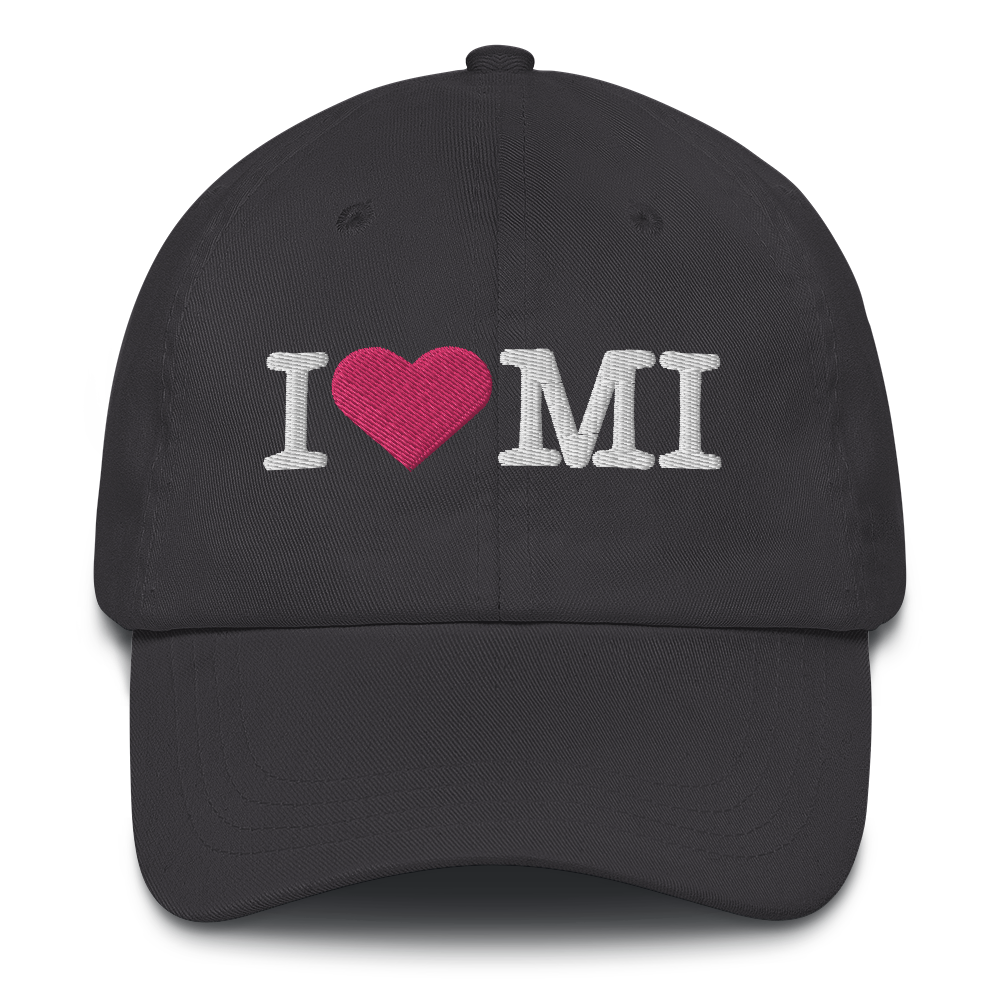 Michigan 'I ❤️ MI' Dad Hat (Typewriter Font)