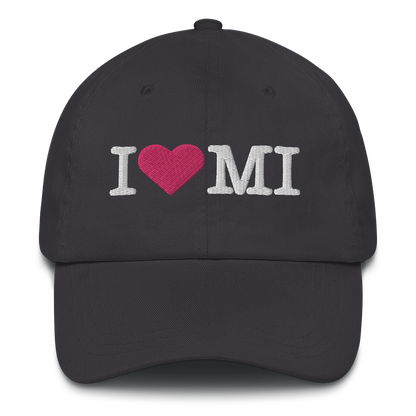 Michigan 'I ❤️ MI' Dad Hat (Typewriter Font)