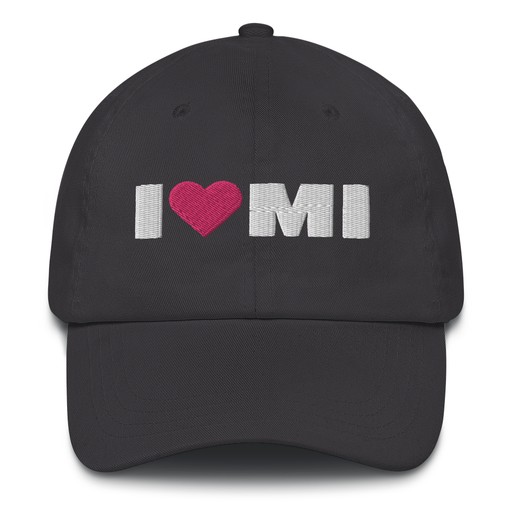 Michigan 'I ❤️ MI' Dad Hat (French Olive Font)