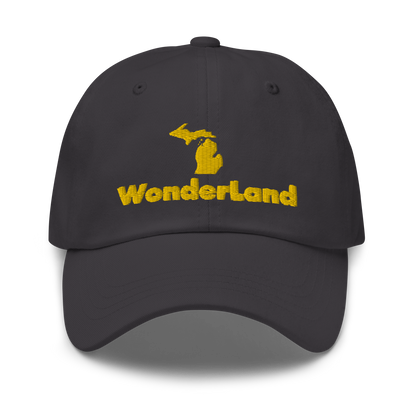 Michigan 'Wonderland' Dad Hat (Geometric Sans Font) | Gold Embroidery