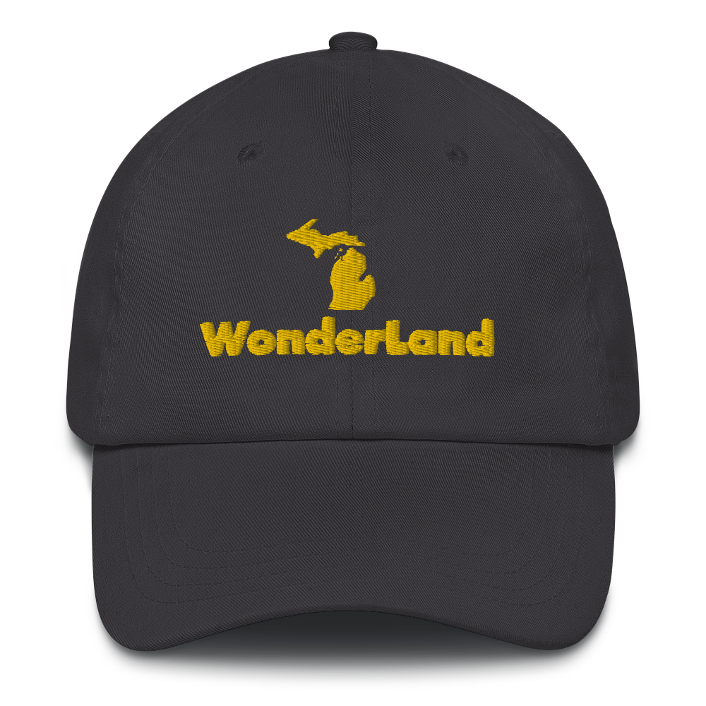 Michigan 'Wonderland' Dad Hat (Geometric Sans Font) | Gold Embroidery