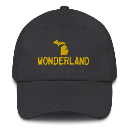 Michigan 'Wonderland' Dad Hat (Licence Plate Font) | Gold Embroidery