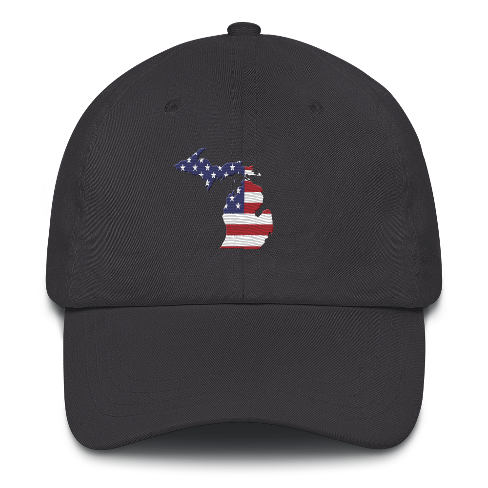 State of Michigan Dad Hat (w/ USA Flag Outline)