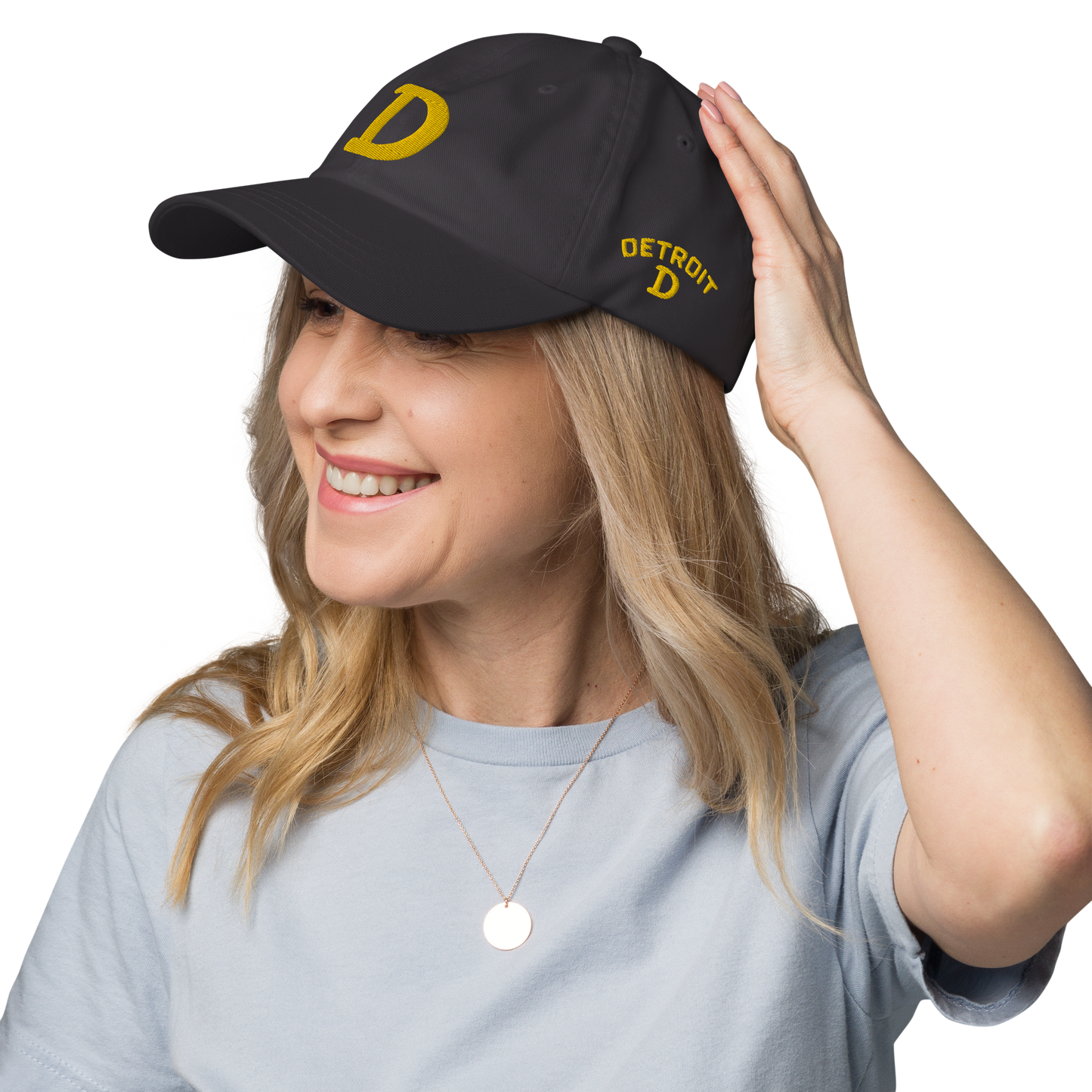 Detroit 'Old French D' Dad Hat (w/ Side Design) | Gold Embroidery