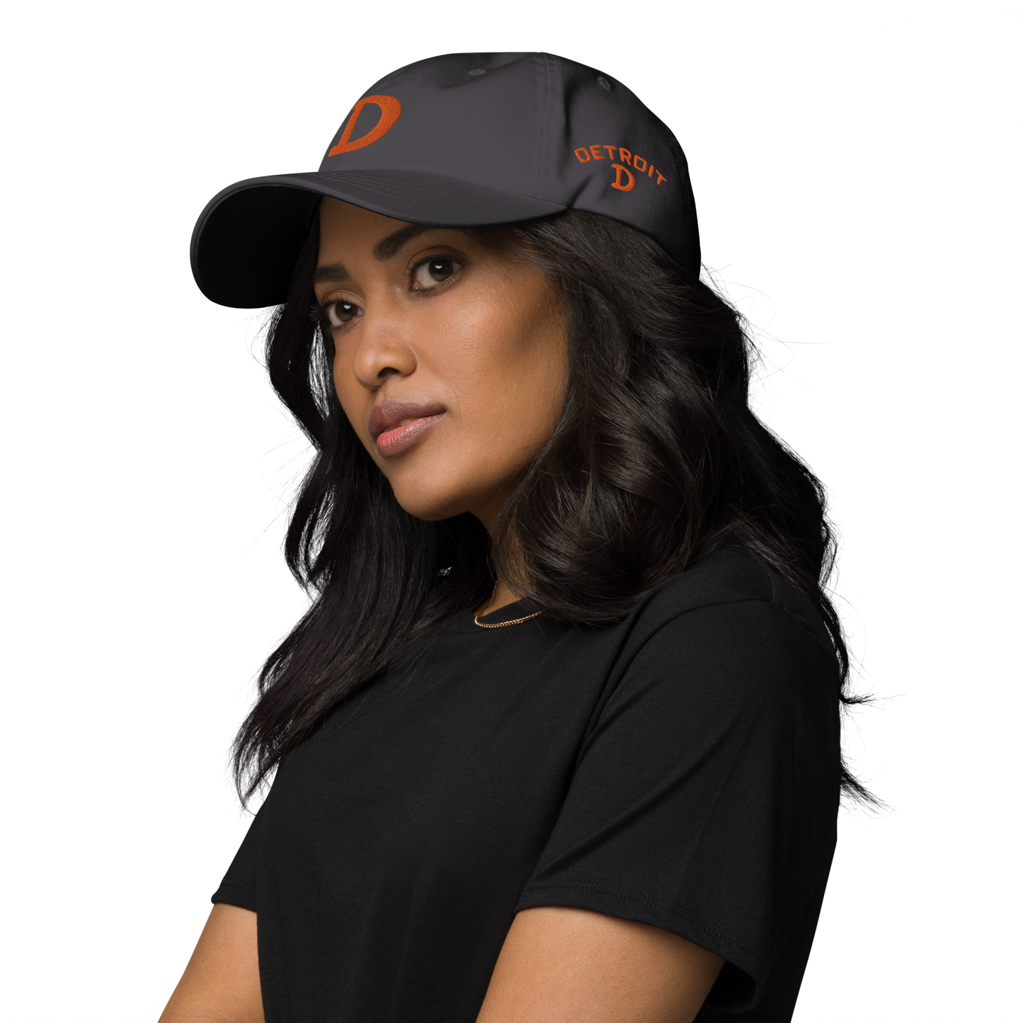 Detroit 'Old French D' Dad Hat (w/ Side Design) | Orange Embroidery