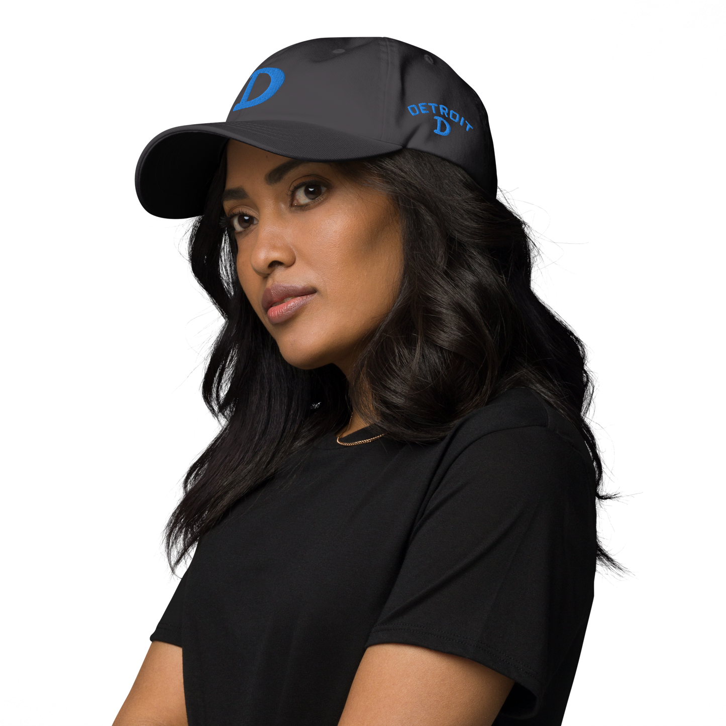 Detroit 'Old French D' Dad Hat (w/ Side Design) | Azure Embroidery