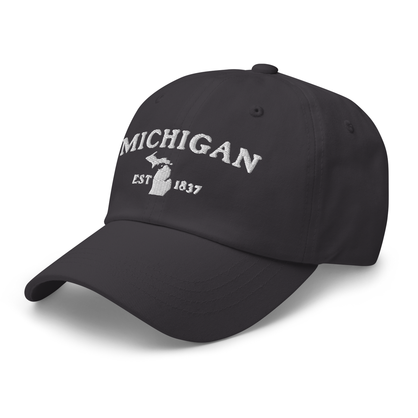 'Michigan EST 1837' Dad Hat (Woodcut Font)