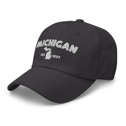 'Michigan EST 1837' Dad Hat (Metalpress Font)