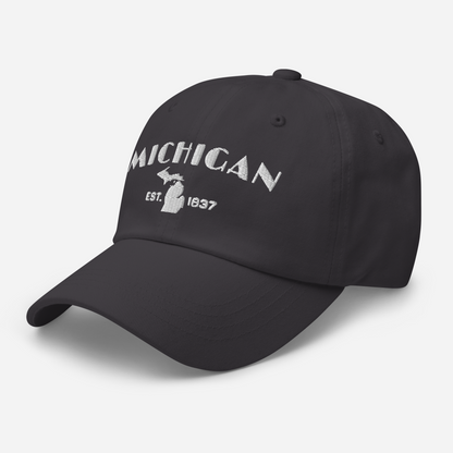 'Michigan EST 1837' Dad Hat (Theatrical Art Deco Font)