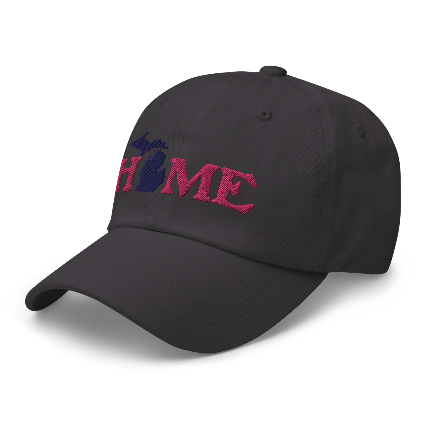 Michigan 'Home' Dad Hat (Woodcut Font) | Pink Embroidery