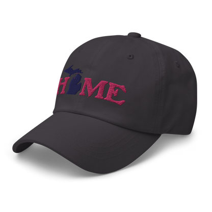 Michigan 'Home' Dad Hat (Woodcut Font) | Pink Embroidery