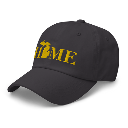 Michigan 'Home' Dad Hat (Geometric Sans Font) | Gold Embroidery