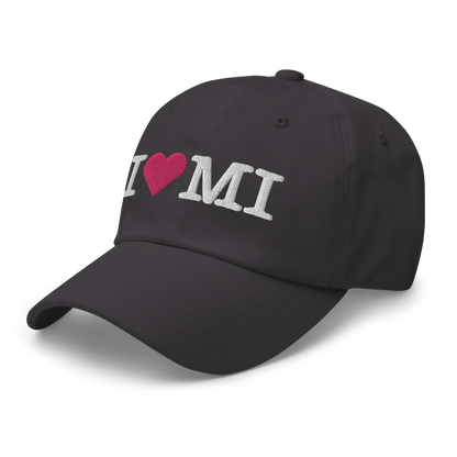 Michigan 'I ❤️ MI' Dad Hat (Typewriter Font)