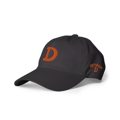 Detroit 'Old French D' Dad Hat (w/ Side Design) | Orange Embroidery