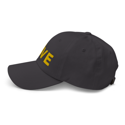 Michigan 'Love' Dad Hat (Geometric Sans Font) | Gold Embroidery