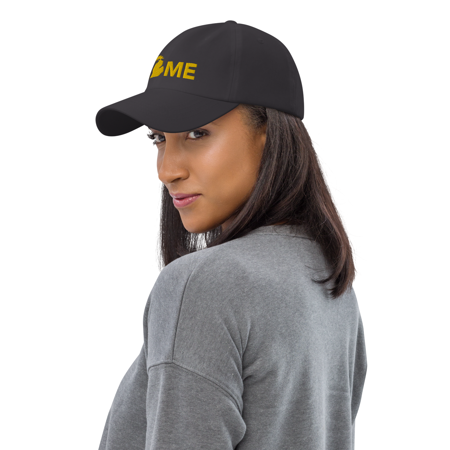 Michigan 'Home' Dad Hat (Geometric Sans Font) | Gold Embroidery