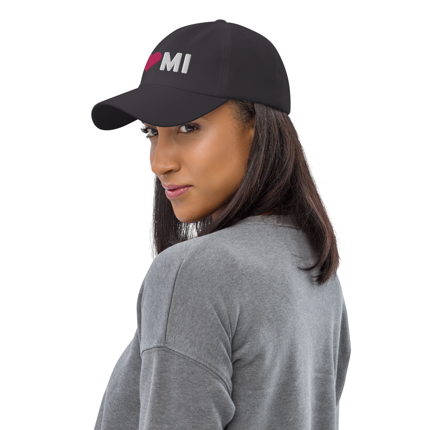 Michigan 'I ❤️ MI' Dad Hat (Rounded Swiss Font)