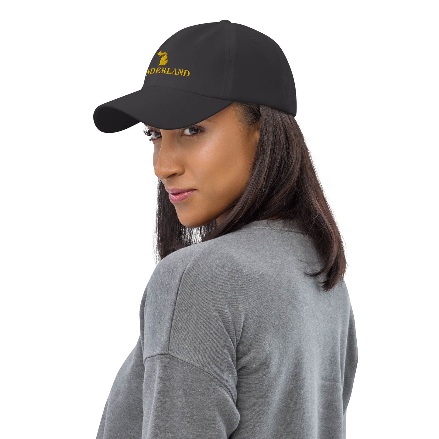 Michigan 'Wonderland' Dad Hat (Didone Font) | Gold Embroidery