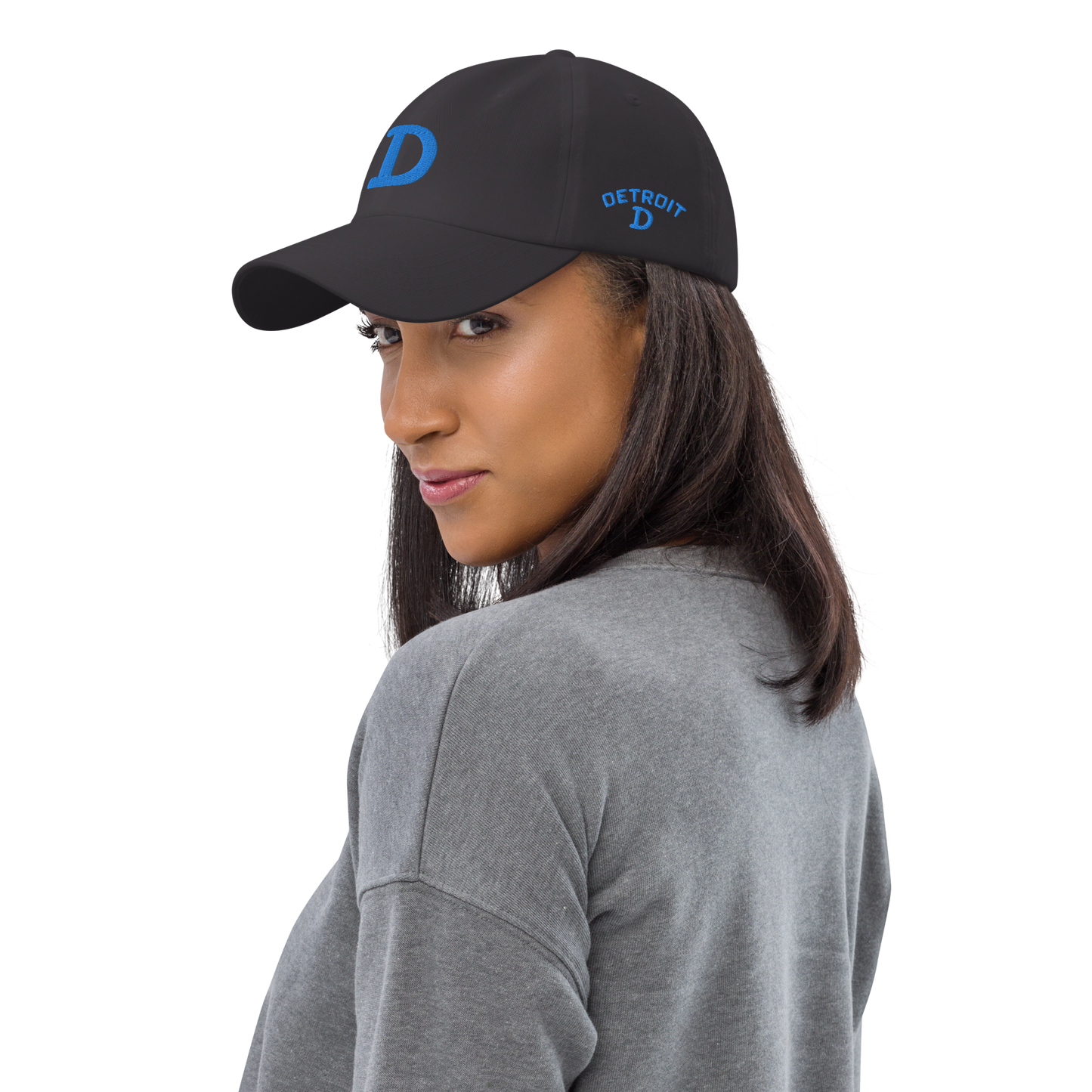 Detroit 'Old French D' Dad Hat (w/ Side Design) | Azure Embroidery