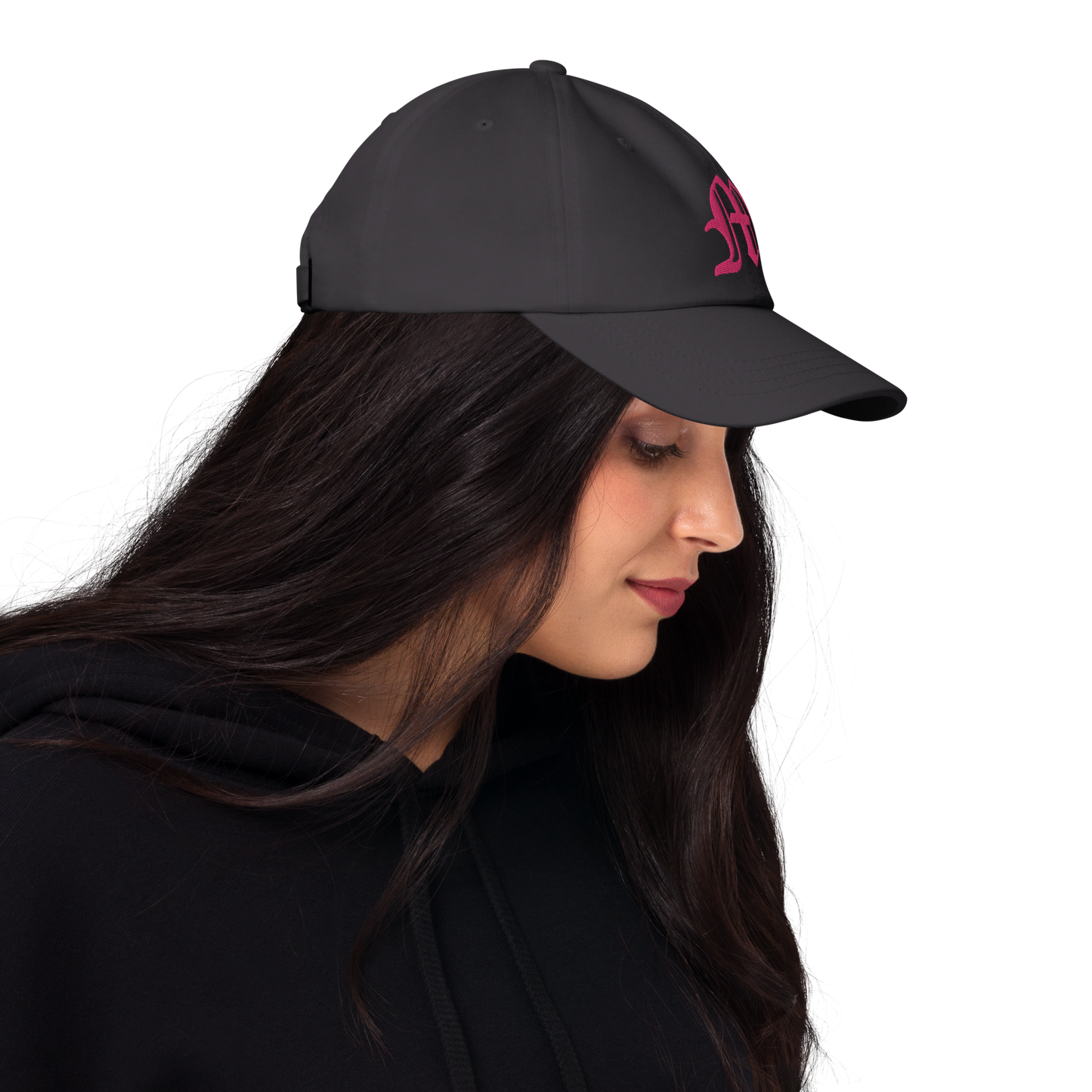 Old English 'M' Dad Hat (w/ 'Michigan' Back Design) | Pink Embroidery