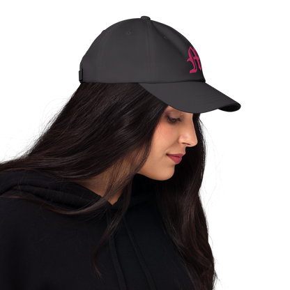 Old English 'M' Dad Hat (w/ 'Michigan' Back Design) | Pink Embroidery