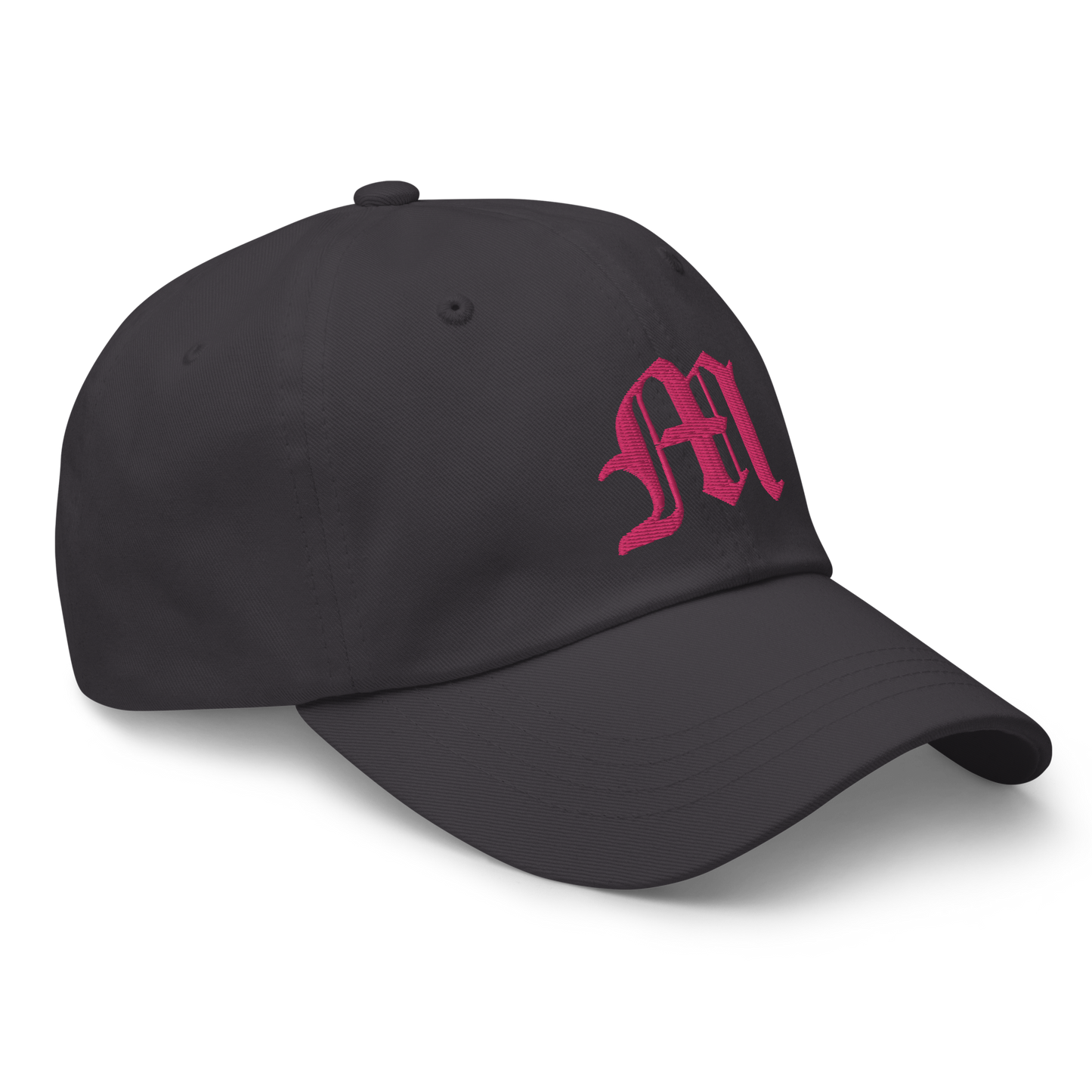 Old English 'M' Dad Hat (w/ 'Michigan' Back Design) | Pink Embroidery