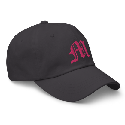 Old English 'M' Dad Hat (w/ 'Michigan' Back Design) | Pink Embroidery