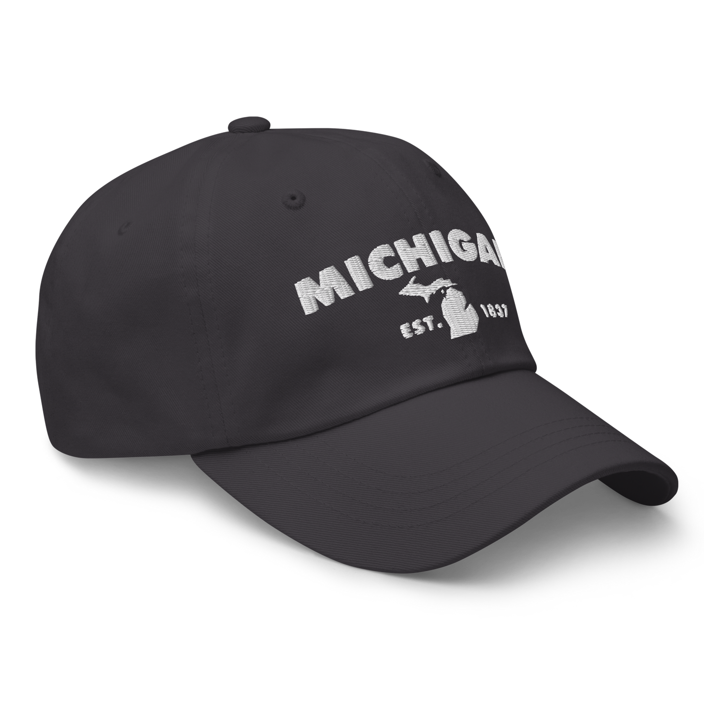 'Michigan EST 1837' Dad Hat (Geometric Sans Font)