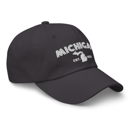 'Michigan EST 1837' Dad Hat (Metalpress Font)