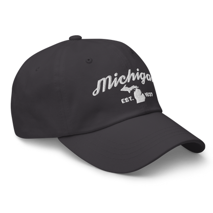 'Michigan EST 1837' Dad Hat (Script Font)