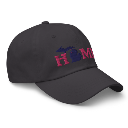 Michigan 'Home' Dad Hat (Woodcut Font) | Pink Embroidery