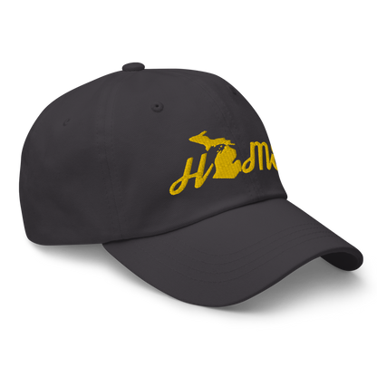 Michigan 'Home' Dad Hat (Script Font) | Gold Embroidery