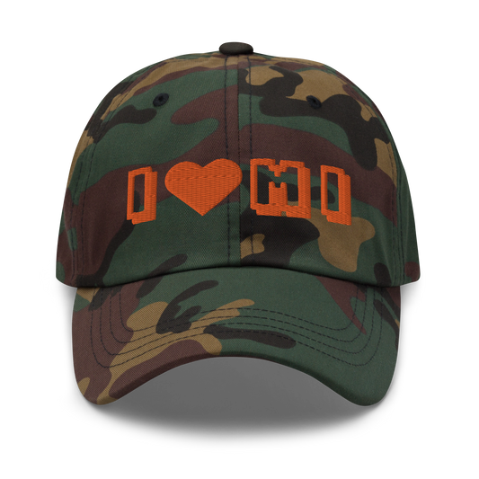 Michigan 'I 🧡 MI' Camouflage Cap (Arcade Font)