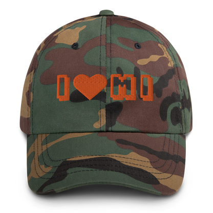 Michigan 'I 🧡 MI' Camouflage Cap (Arcade Font)