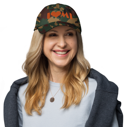 Michigan 'I 🧡 MI' Camouflage Cap (Art Deco Font)