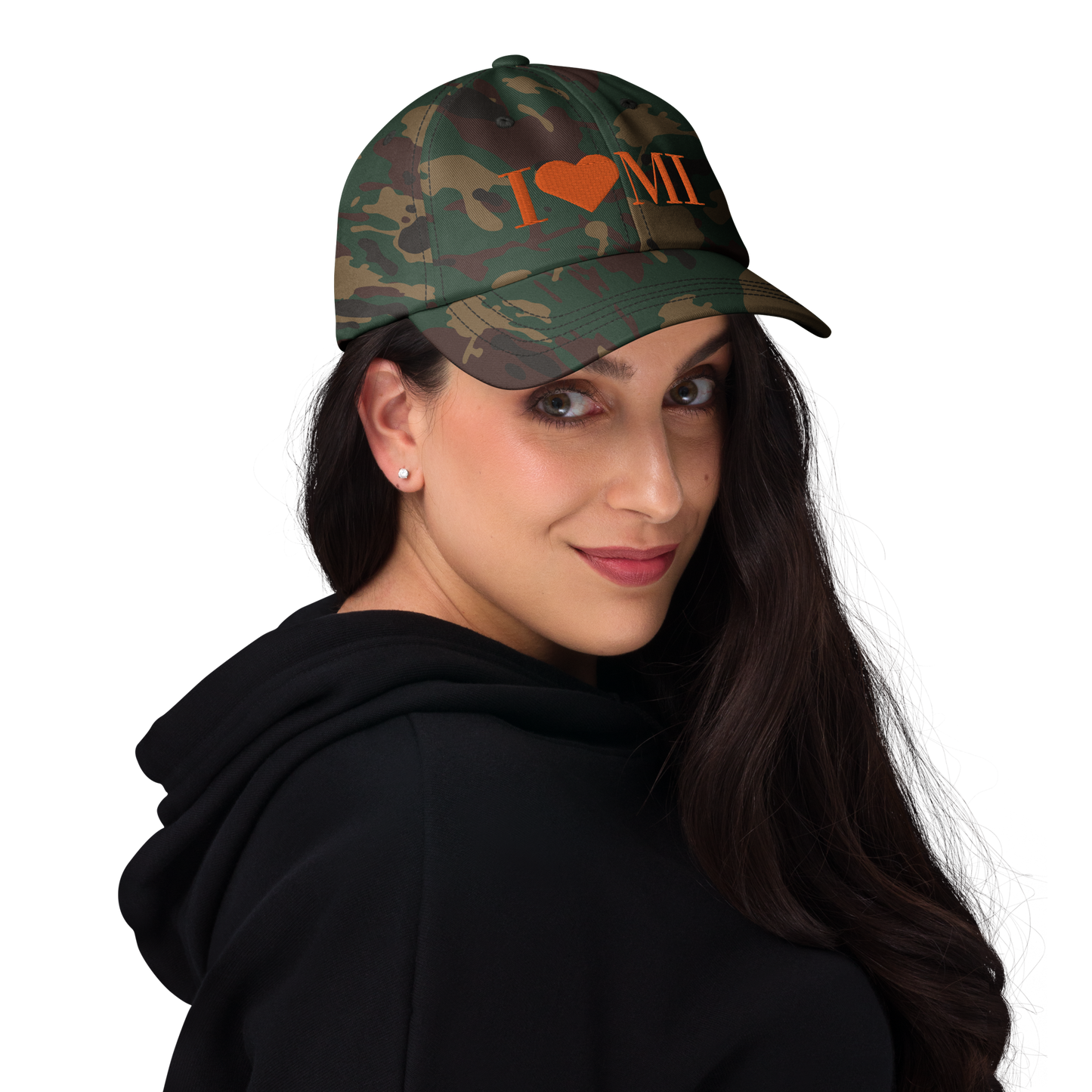 Michigan 'I 🧡 MI' Camouflage Cap (Didone Font)