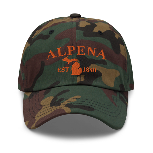 'Alpena EST. 1840' Camouflage Cap (Didone Font)