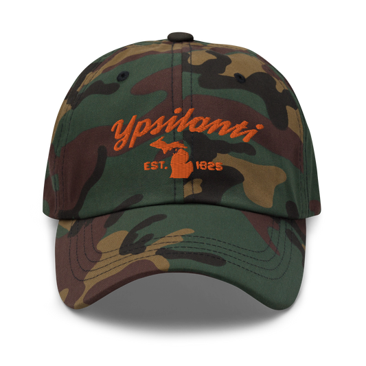 'Ypsilanti EST. 1825' Camouflage Cap (Script Font)