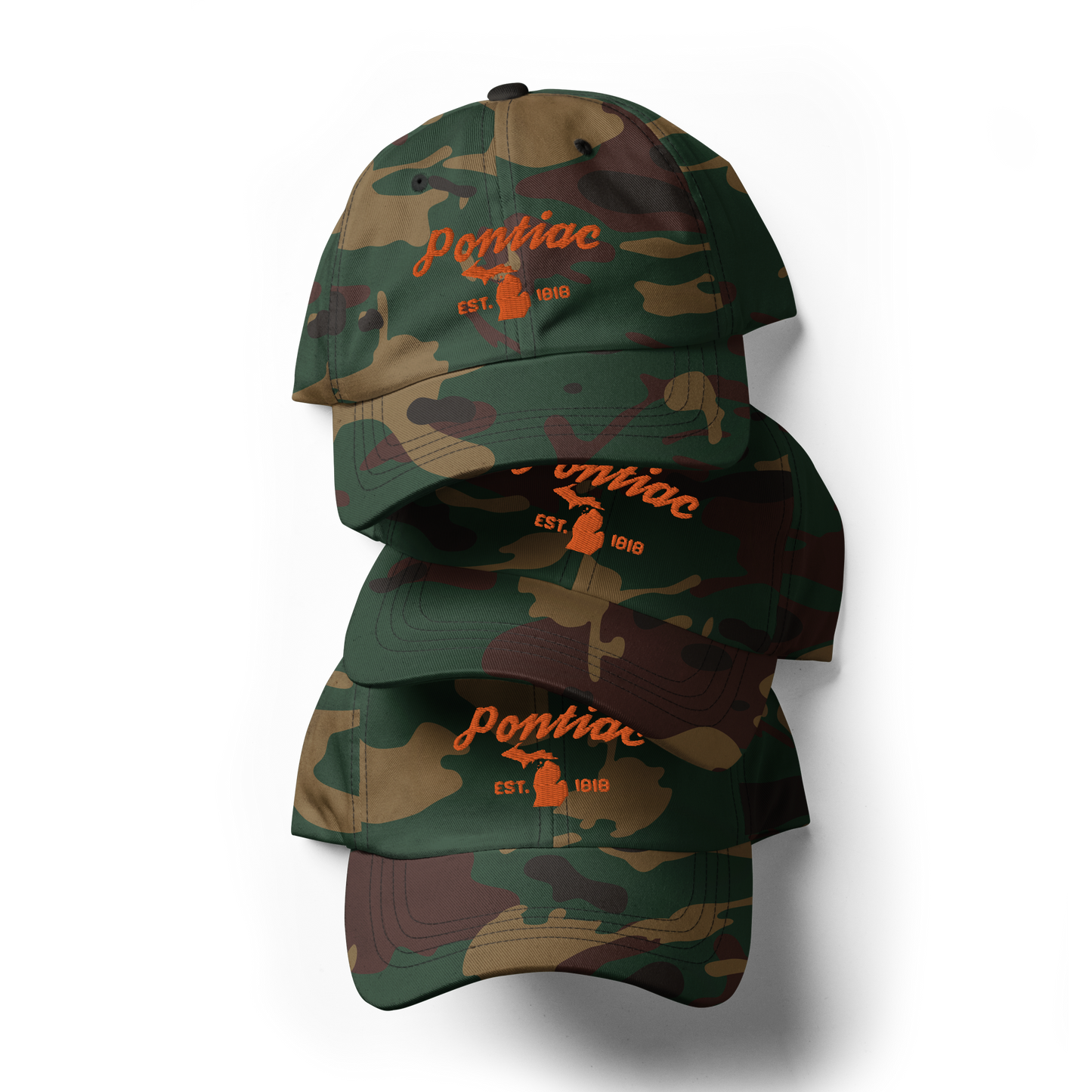 'Pontiac EST. 1818' Camouflage Cap (Script Font)