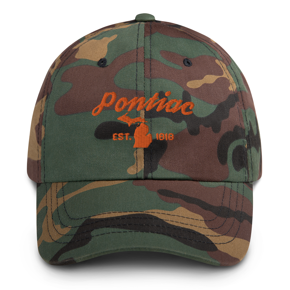 'Pontiac EST. 1818' Camouflage Cap (Script Font)