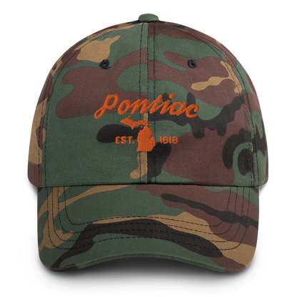 'Pontiac EST. 1818' Camouflage Cap (Script Font)