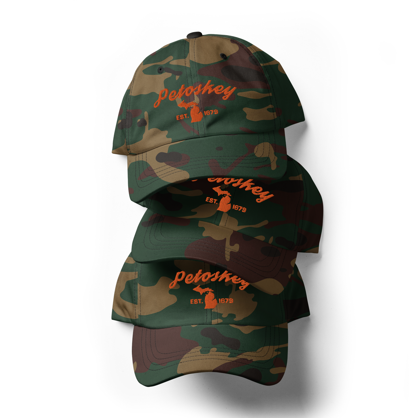 'Petoskey EST. 1879' Camouflage Cap (Script Font)