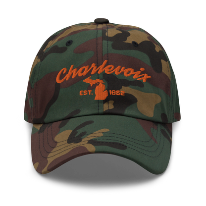 'Charlevoix EST. 1852' Camouflage Cap (Script Font)