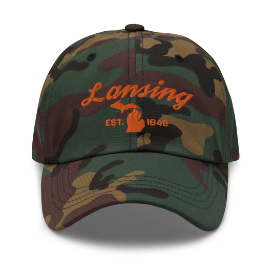 'Lansing EST. 1848' Camouflage Cap (Script Font)