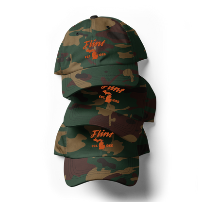 'Flint EST. 1855' Camouflage Cap (Script Font)