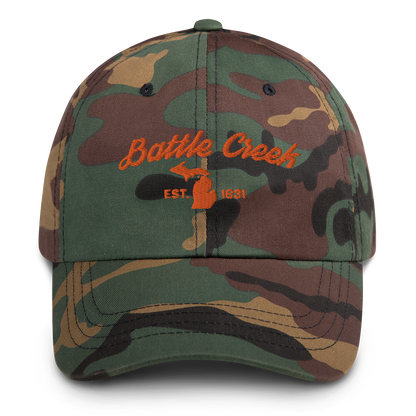 'Battle Creek EST. 1831' Camouflage Cap (Script Font)