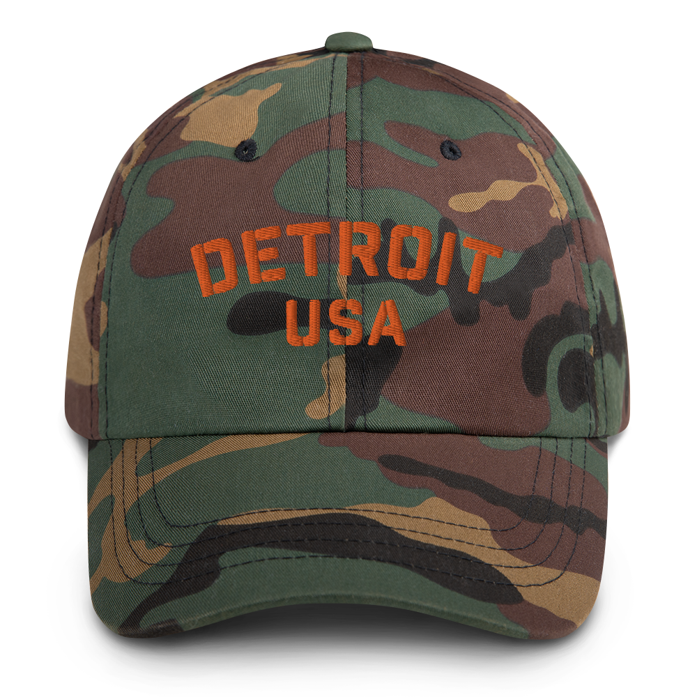 'Detroit USA' Camouflage Cap (Military Stencil Font)